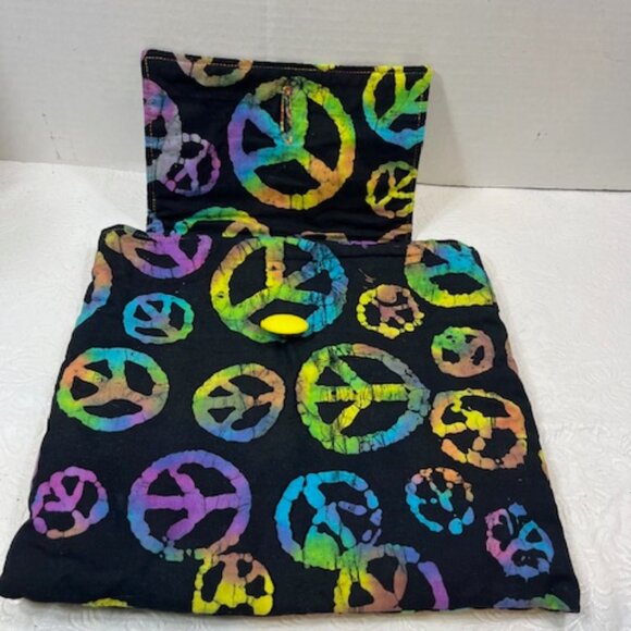 PEACE Symbol Designed Button Cotton Storage Travel Fold Over Pouch Bag - Picture 2 of 9